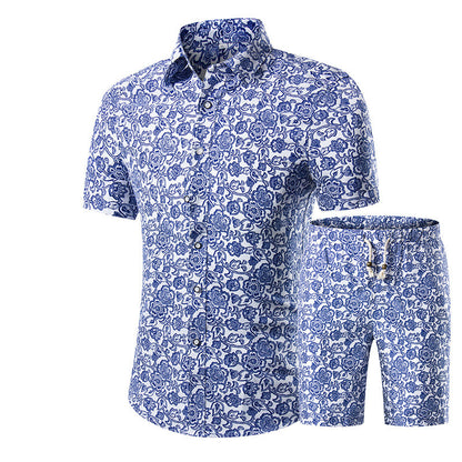 Men's Floral Shirt Shorts Set: Beachwear Sports