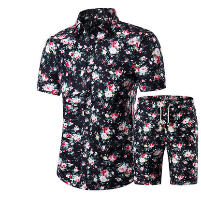 Men's Floral Shirt Shorts Set: Beachwear Sports