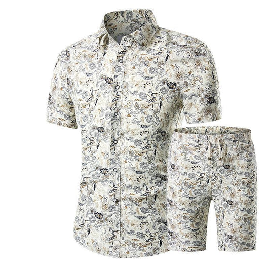 Men's Floral Shirt Shorts Set: Beachwear Sports
