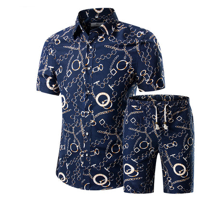 Men's Floral Shirt Shorts Set: Beachwear Sports