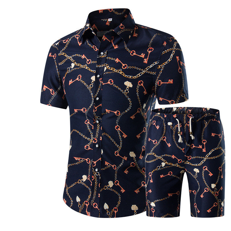 Men's Floral Shirt Shorts Set: Beachwear Sports