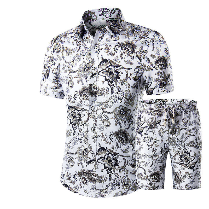 Men's Floral Shirt Shorts Set: Beachwear Sports