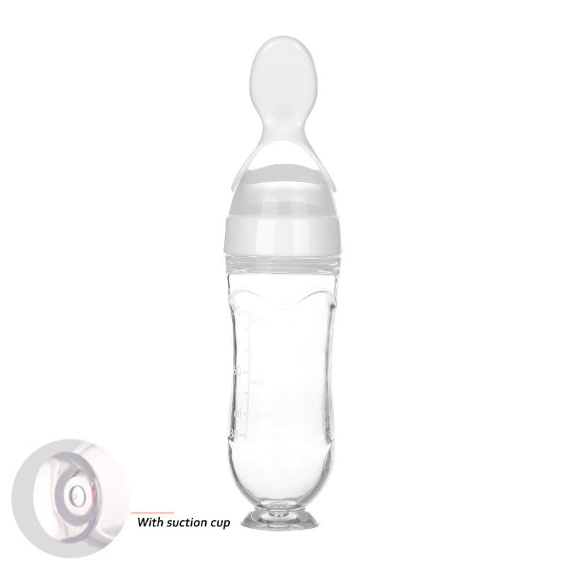 Baby Silicone Squeeze Feeding Bottle with Spoon