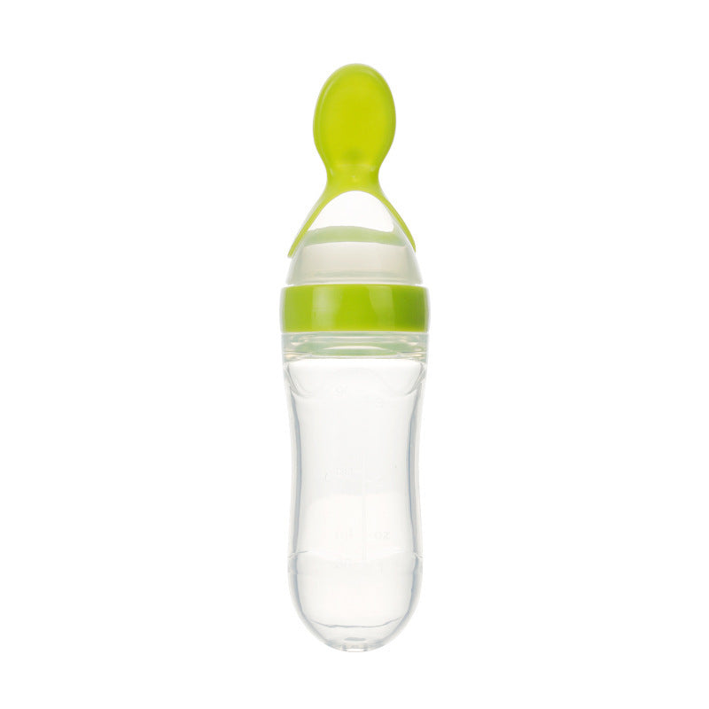 Baby Silicone Squeeze Feeding Bottle with Spoon