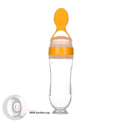 Baby Silicone Squeeze Feeding Bottle with Spoon