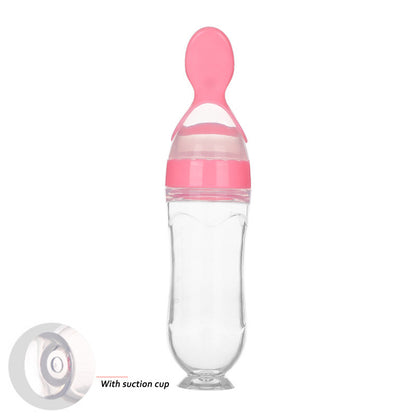 Baby Silicone Squeeze Feeding Bottle with Spoon