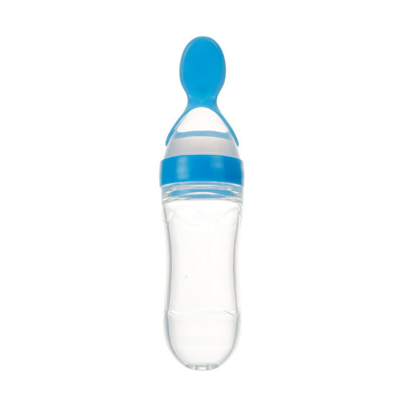 Baby Silicone Squeeze Feeding Bottle with Spoon