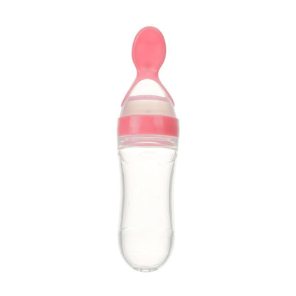 Baby Silicone Squeeze Feeding Bottle with Spoon