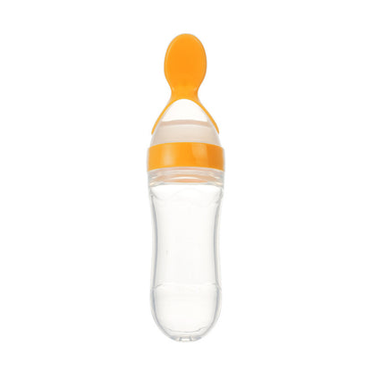 Baby Silicone Squeeze Feeding Bottle with Spoon