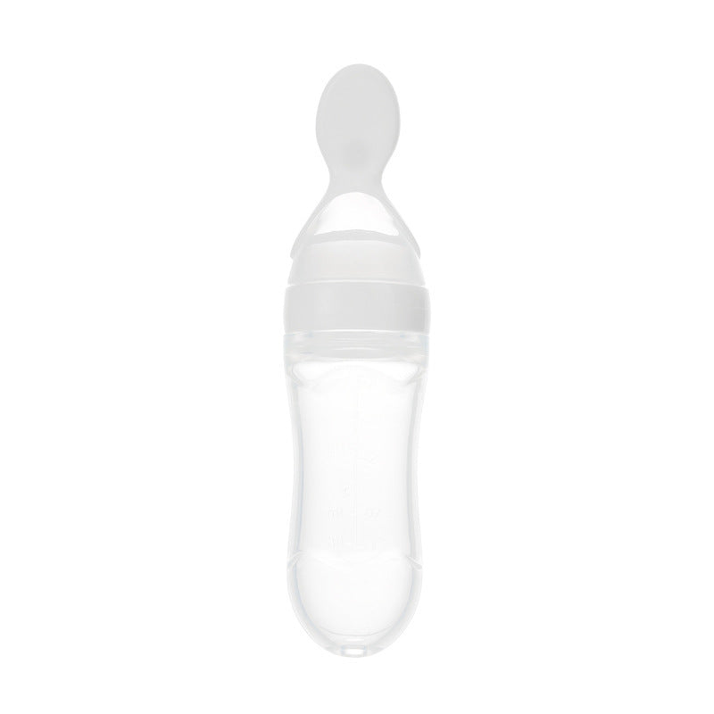 Baby Silicone Squeeze Feeding Bottle with Spoon