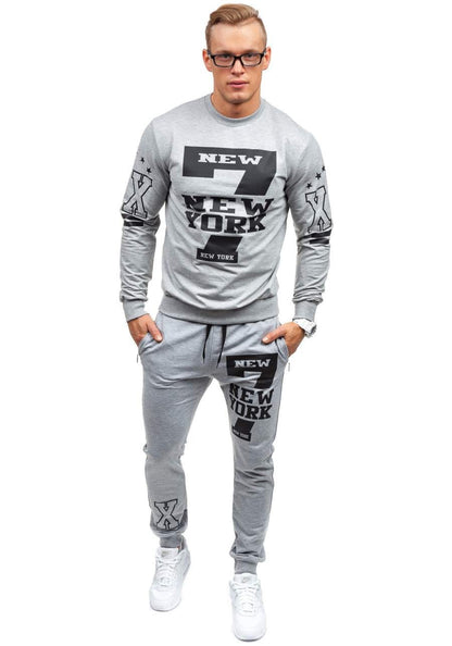 Grey Printed New York 7 Sweatpants Suit