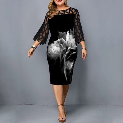 Ladies Floral Plus Size Party Bodycon Dress