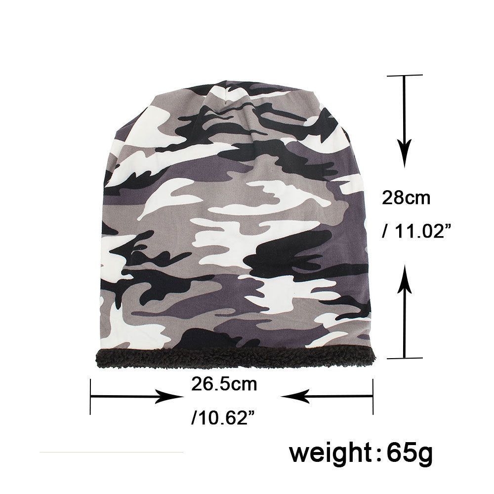 Camouflage Double Layered Velvet Beanie Hat