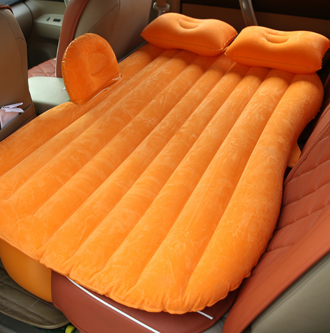 Orange On-the-Go Comfort: Inflatable Car Bed