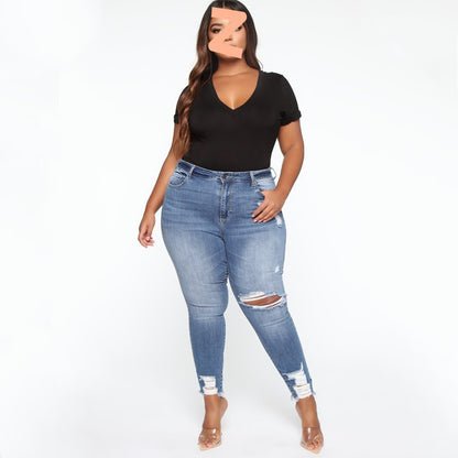 Trendy Plus Size Ripped Jeans for Stylish Comfort