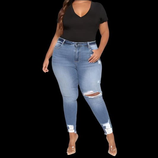 Stylish Trendy Plus Size Ripped Jeans 