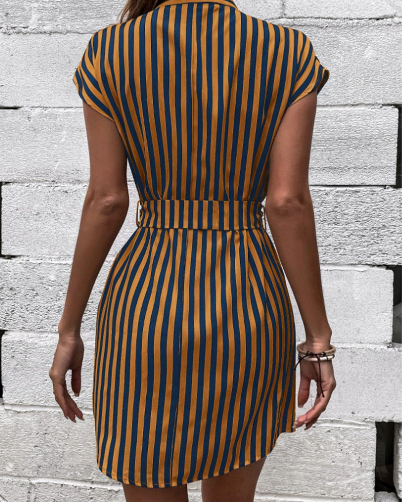 Back view of Women's Gorgeous Striped Sleeveless Dress