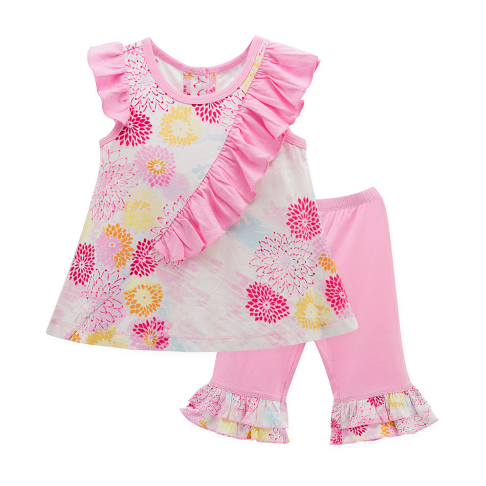 Baby Girl Pink Top and pant suit with flower design