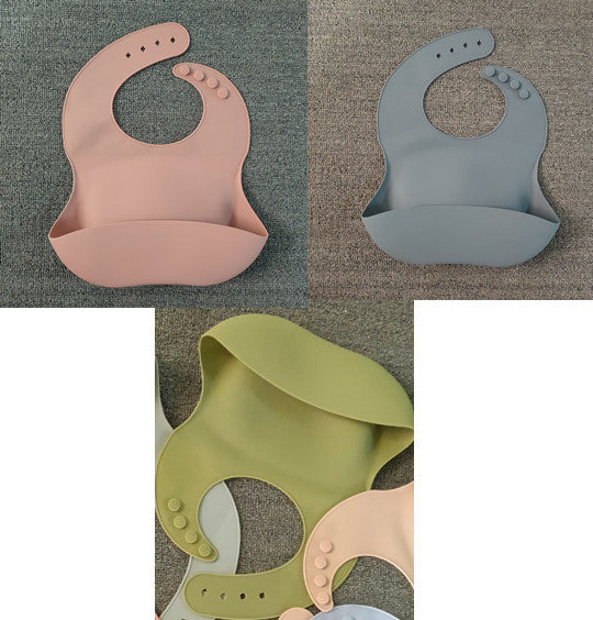 Soft Waterproof Silicone Baby Bib with Food Catcher