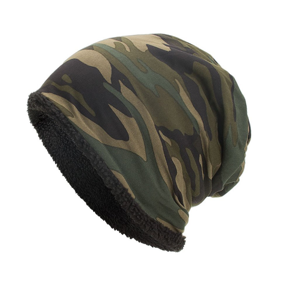 Camouflage Double Layered Velvet Beanie Hat