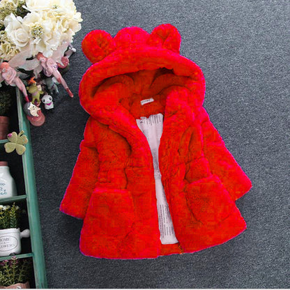 Gorgeous Winter Hooded Luxury Fur Coat with Bear Ears