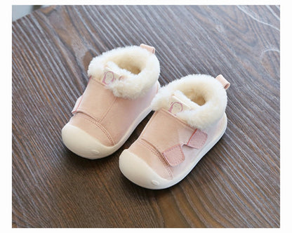 Cute Baby Velvet Booties with Fur Lining