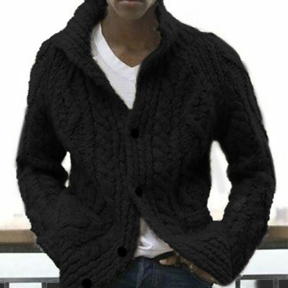 Woolen Down Lapel Tweed Button Cardigan