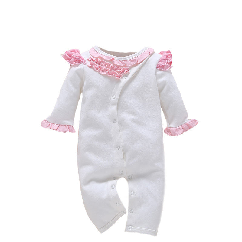 Cute Cotton Baby Girl Romper Suit & Hat with Flower detail