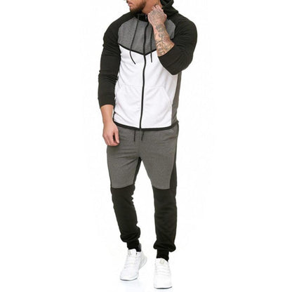 Men's Casual Block Color Sweatsuit Set