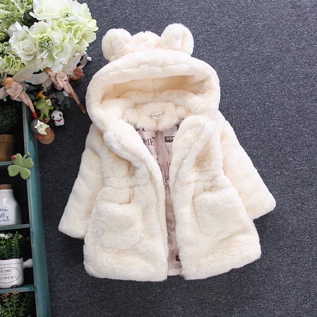 Gorgeous Winter Hooded Luxury Fur Coat with Bear Ears