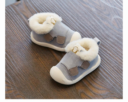 Cute Baby Velvet Booties with Fur Lining