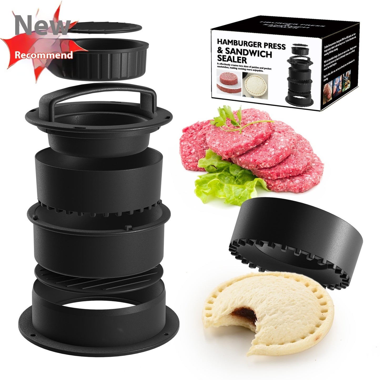 Four-in-one Kitchen Gadget - ABS Hamburger Meat Pressing Machine Sandwich Cut