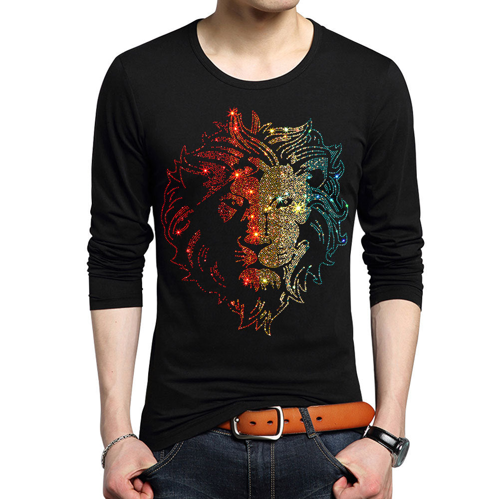 Men's Lion Long Sleeve Diamante Top