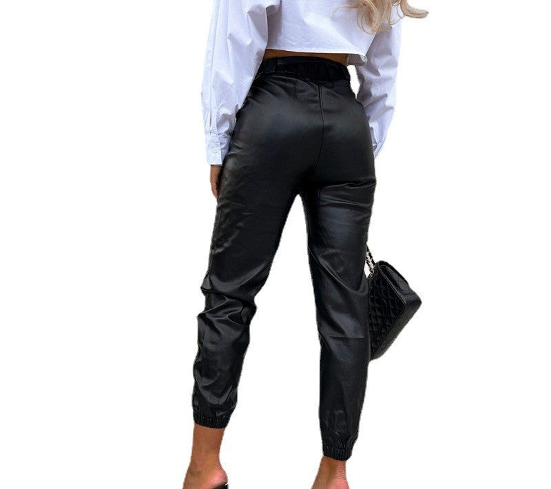 Stylish PU Elastic Leather Pants: Casual Chic