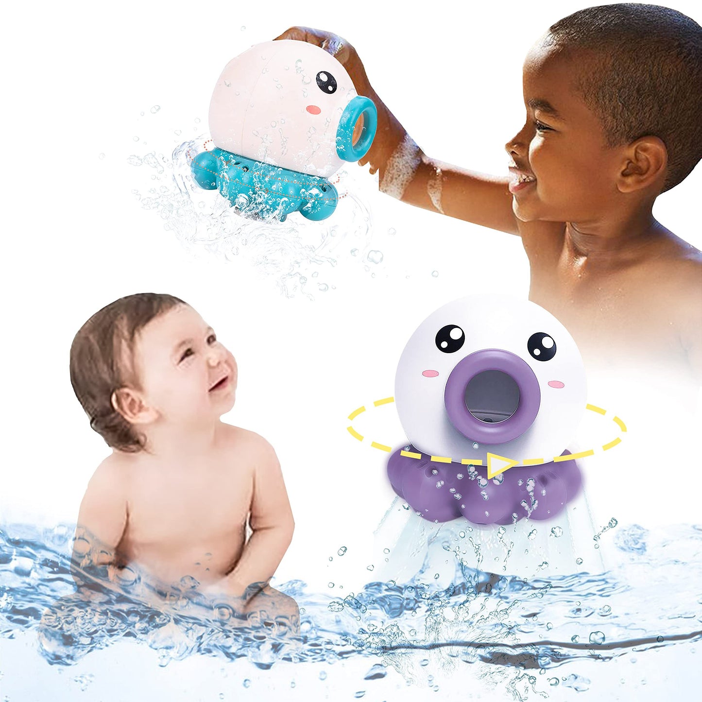 Fun Octopus Fountain, Water Jet,  Rotating Shower Bath Toy