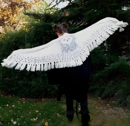 Women's Knitted Wool Owl Shawl