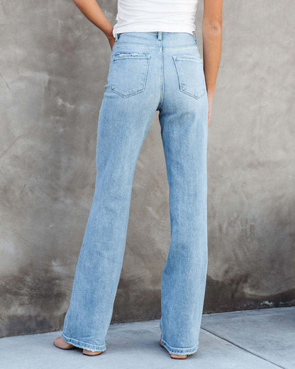 Timeless Comfort Washed Denim Straight-leg Trousers