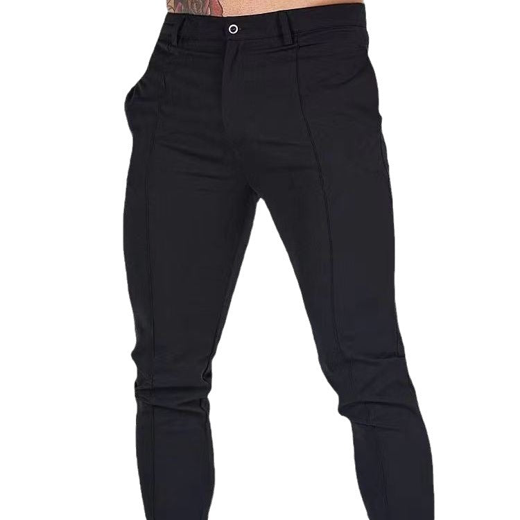 Black Slim-fit Men's Straight Leg Trousers