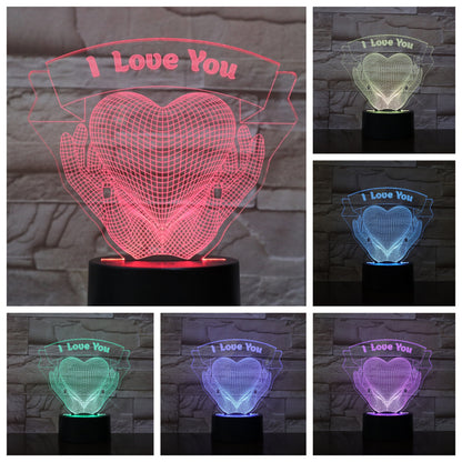 Hands Holding Love 3D Night Light - Valentine's Gift