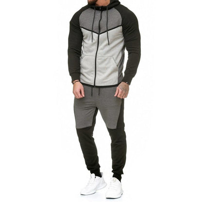 Men's Casual Block Color Sweatsuit Set