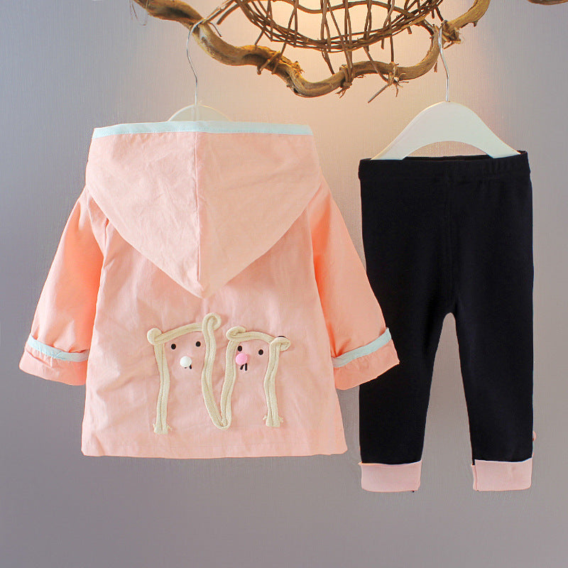 Cute Baby Girl Cartoon Three-piece Set