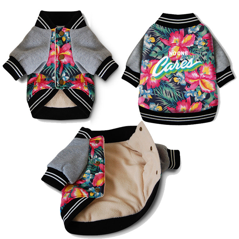 Soft Fleece Pet Dog Stretch Printed Jacket