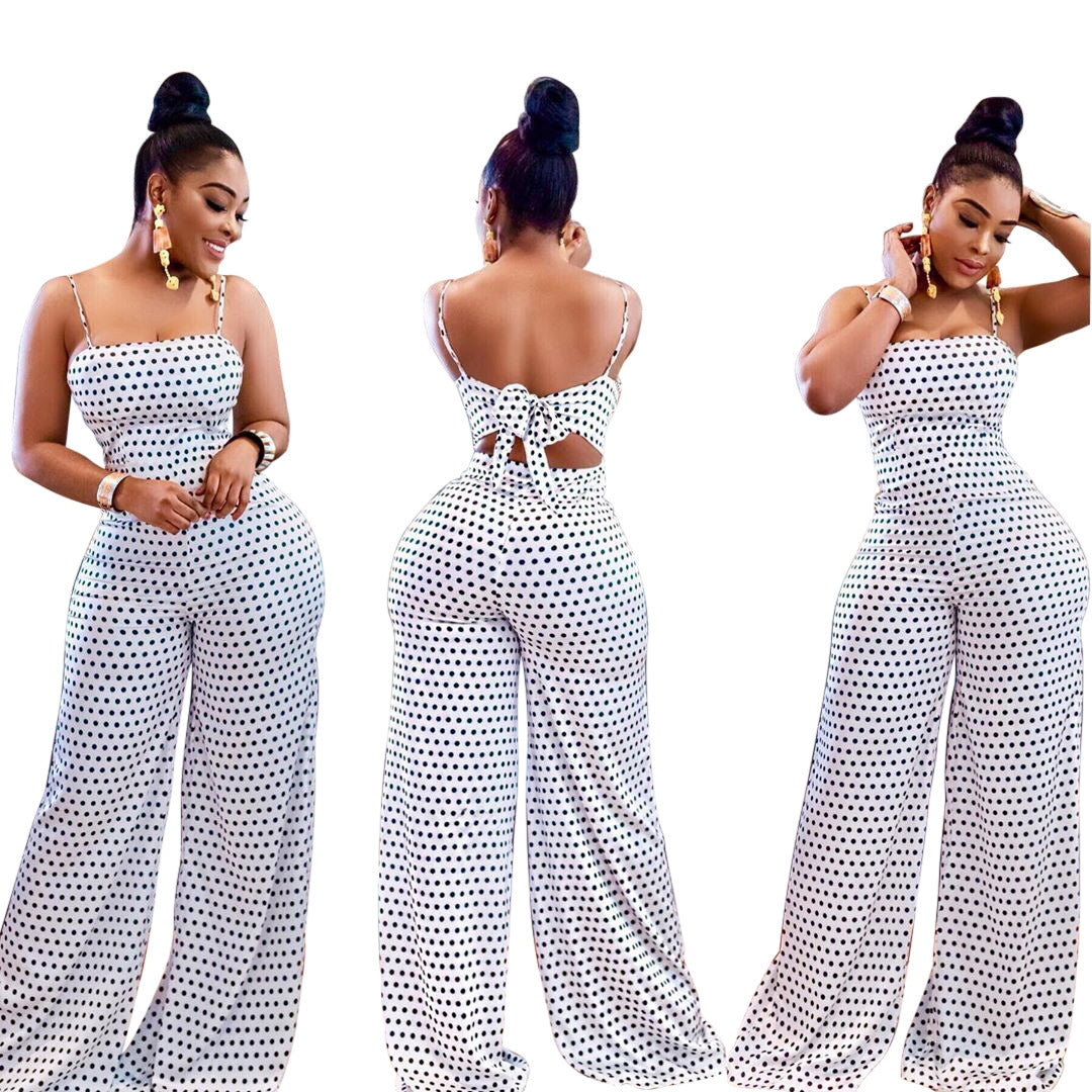 Ladies Playful Polka Dot Peephole Jumpsuit