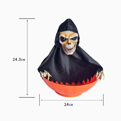 Halloween Scary Screaming Luminous Eye Swinging Skull Candy Organizer