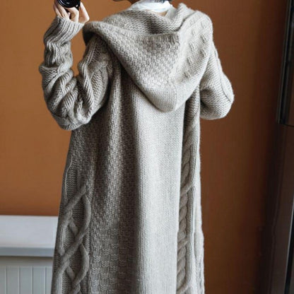 Woman Warm Knitted Long Cardigan Coat