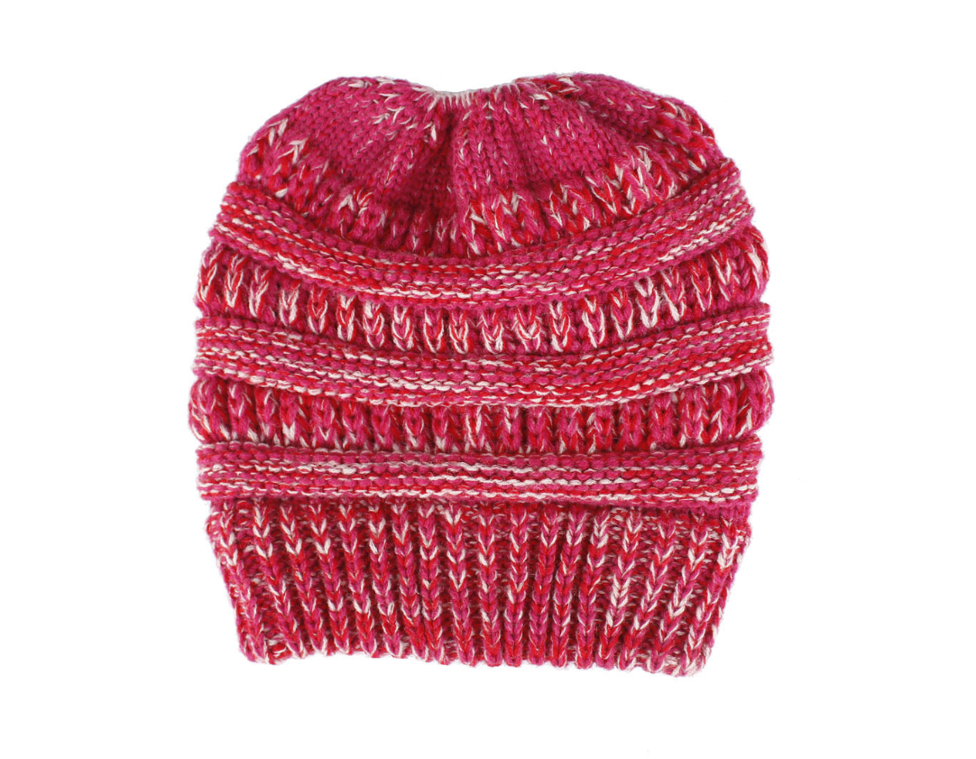 Stay Cozy in Style: Mixed Color Knitted Ponytail Hat Collection