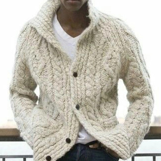 Woolen Down Lapel Tweed Button Cardigan