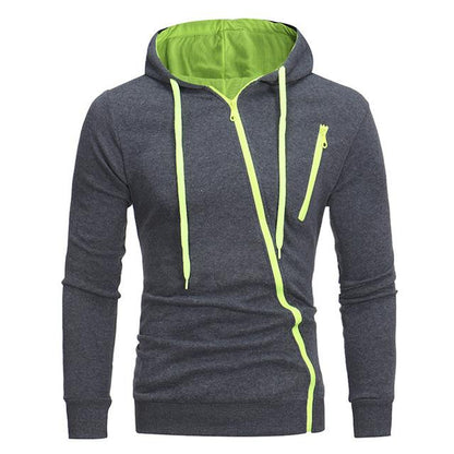 Diagonal Zip Sweater Hoodie: Trendy Comfort