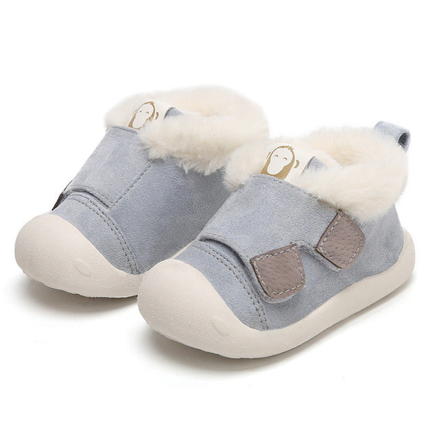 Cute Baby Velvet Booties with Fur Lining