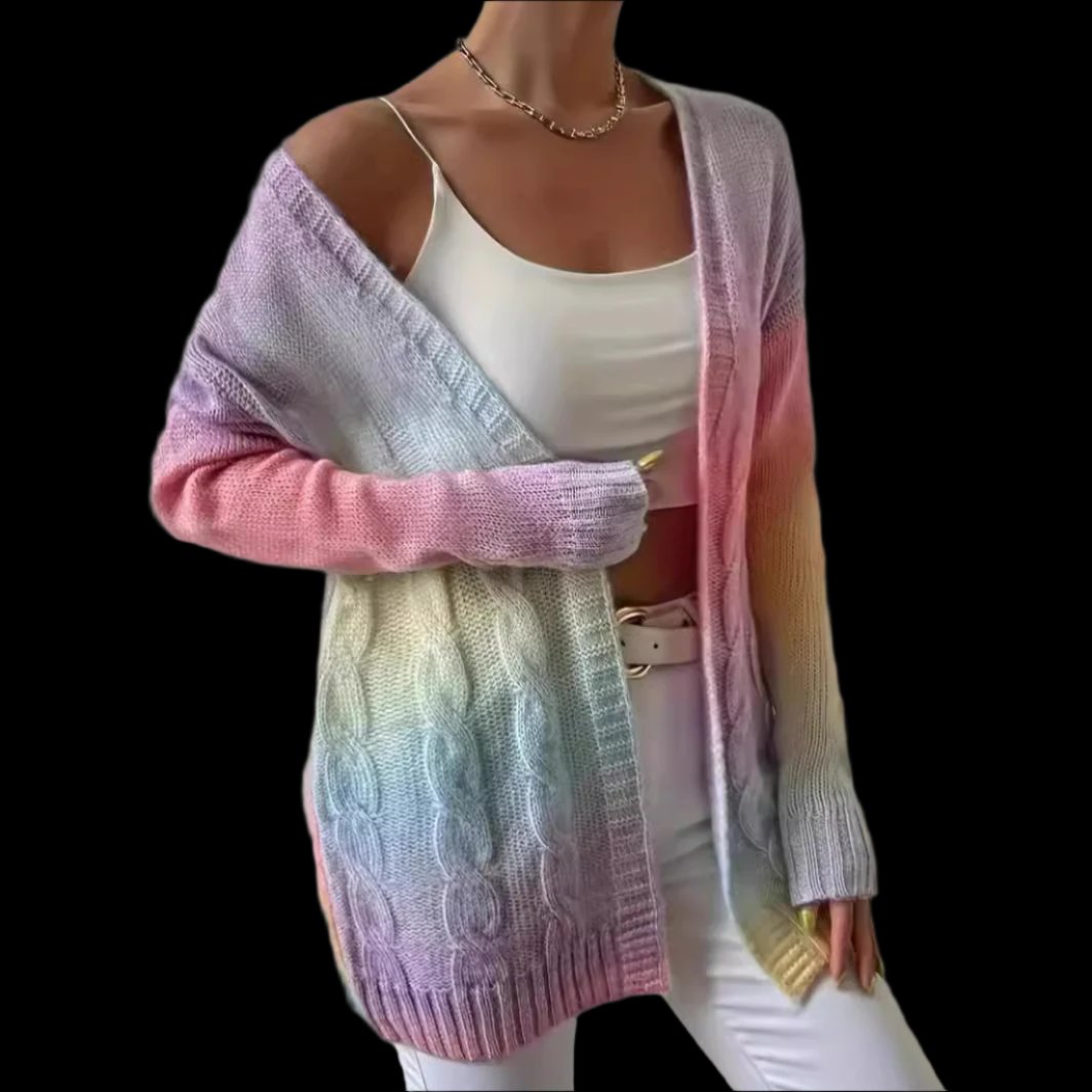 Plus Size Women's Knitted Gradient Fashion Cardigan